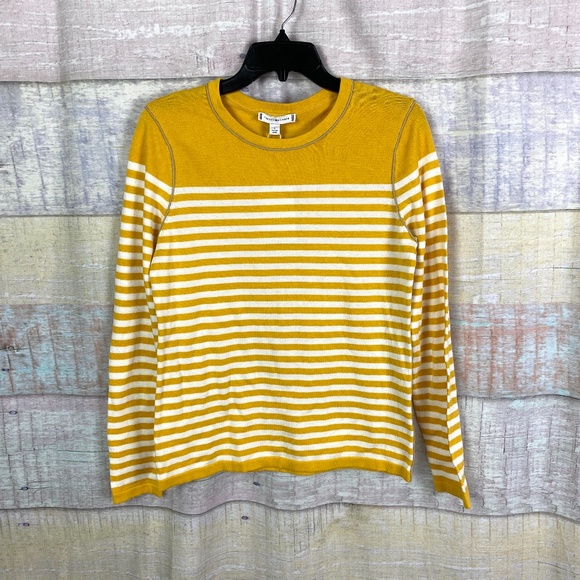 TOMMY HILFIGER Stripe Crewneck Sweater In Deep Maize Multi - Picture 5 of 11